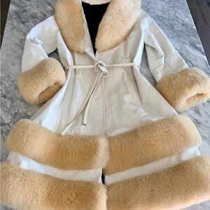 VTG SCULLY Shearling Leather wrap trench Coat sz 6 jacket